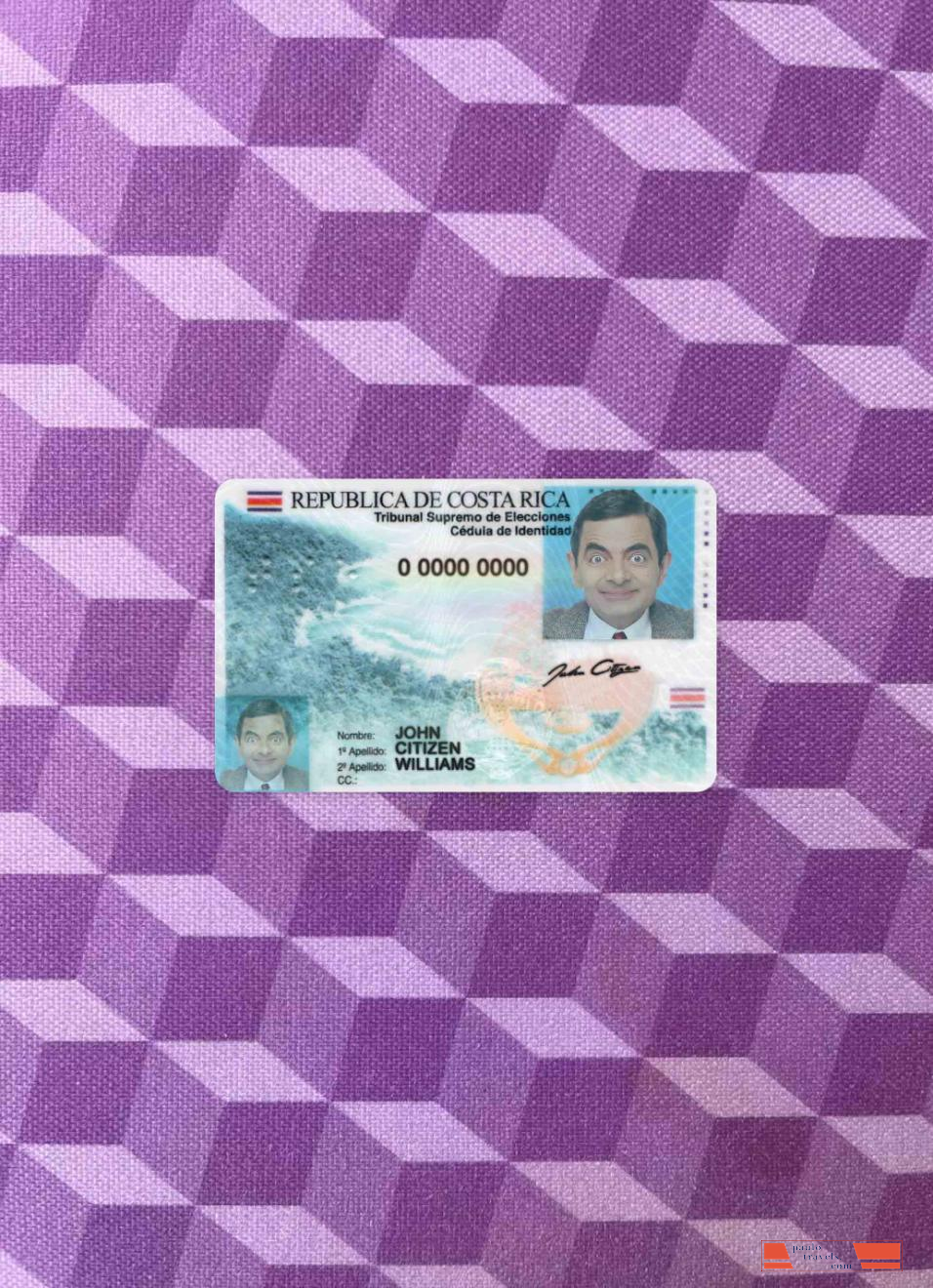 Costa Rica identity card version 2 photolook FRONT PSD template